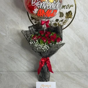 Bouquet de rosas con globos