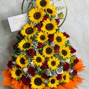 Arreglo en girasoles con rosas